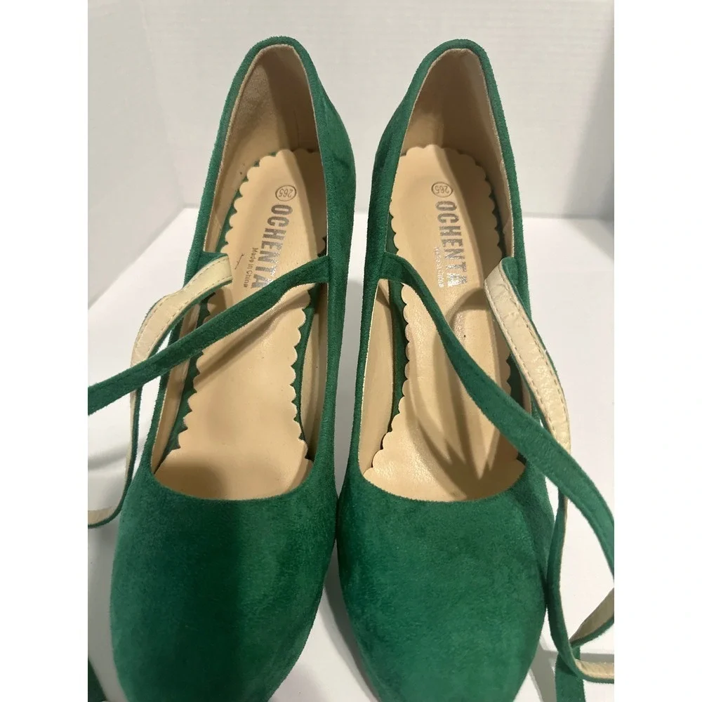 Platform Heels Emerald Green Ankle Strap Stiletto‎ Pumps Shoes